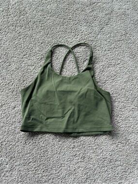 Soul Fire Olive Green Strappy Crop Sports Bra Size Small